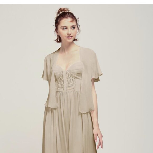 Bridesmaid Chiffon Wrap Cape with Flutter Sleeves - Picture 1 of 4